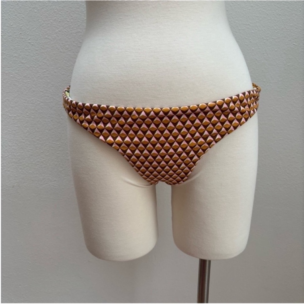 Maaji Floral Bikini Bottom Reversible Geometric Retro Swim Yellow Size Large Xl - Picture 3 of 14